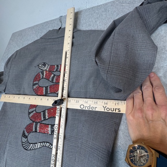 HIPCHIK COUTURE Rhinestone Snake Blazer Statement Jacket Indie Sleeze Made USA - Picture 4 of 12